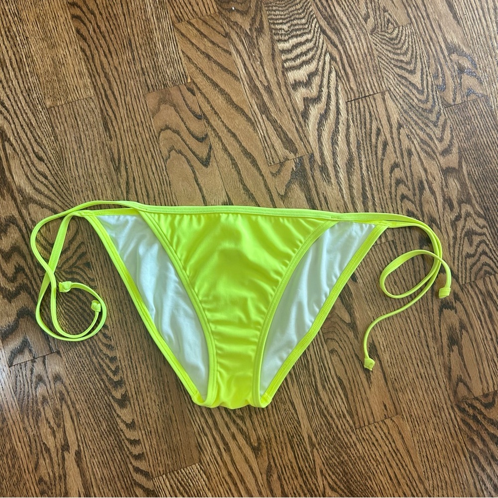 Victoria’s Secret swim neon yellow bikini bottoms string ties NWOT size medium
